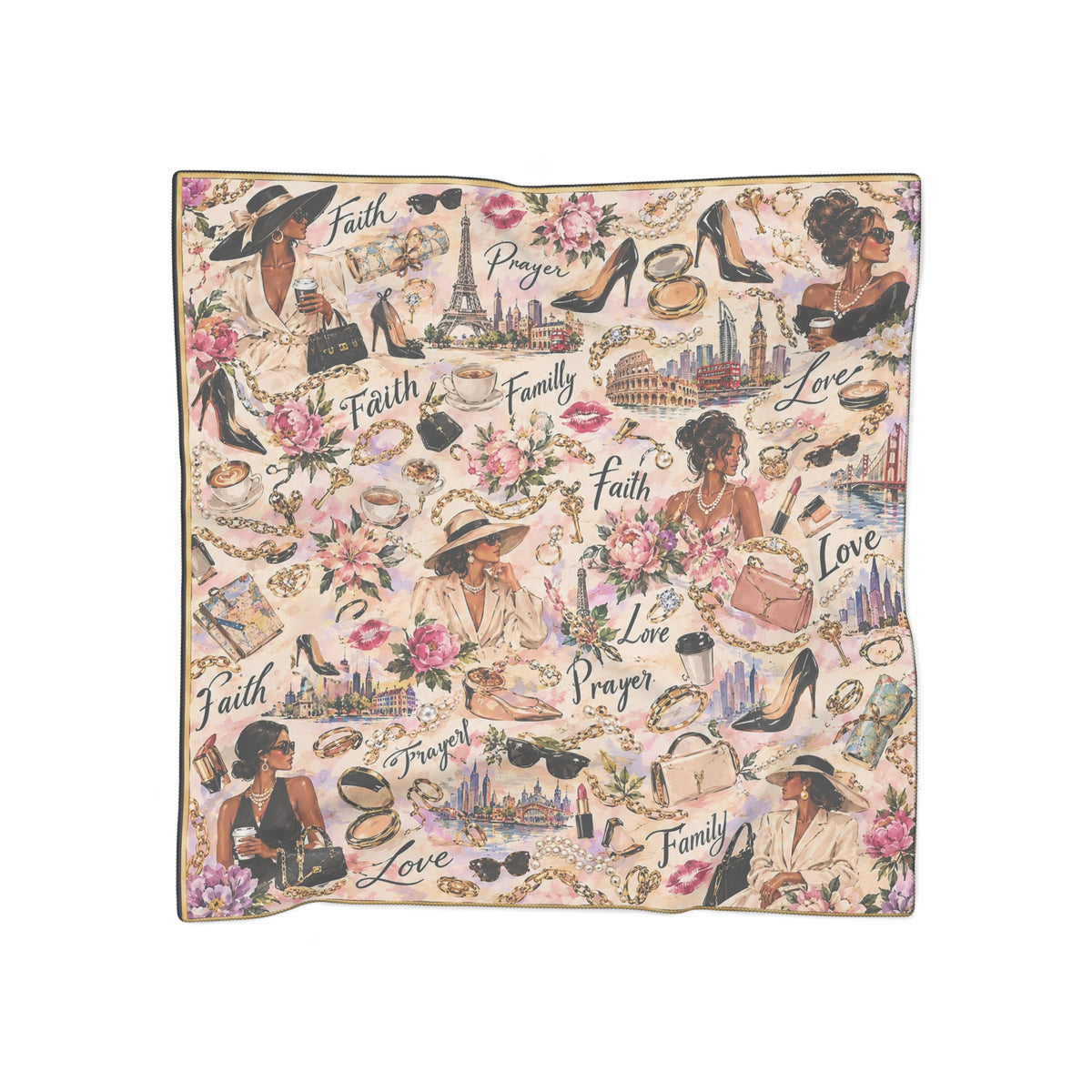 Faith, Love & Family Floral Vintage Luxury  Scarf