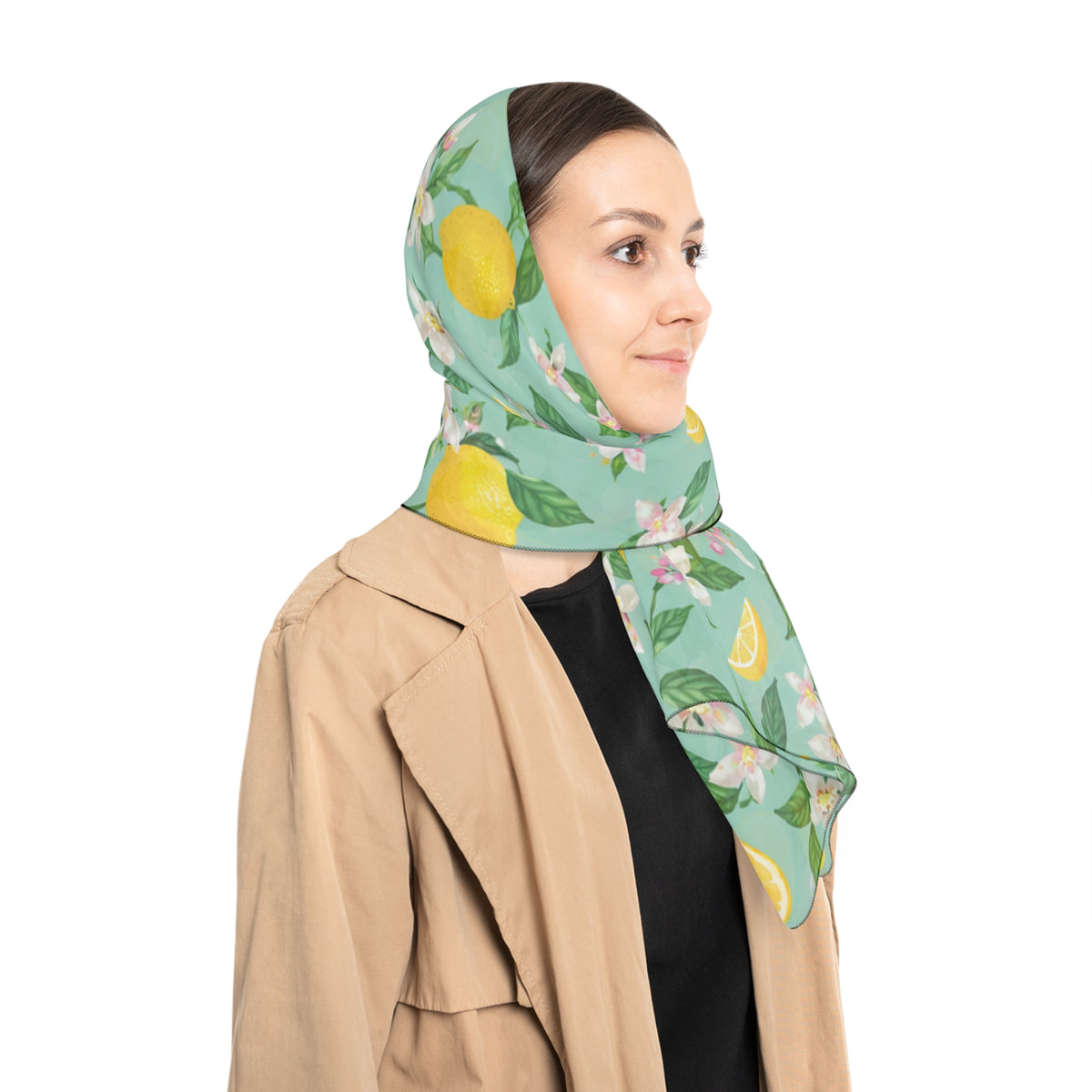 Lemon Blossom Floral Poly Scarf