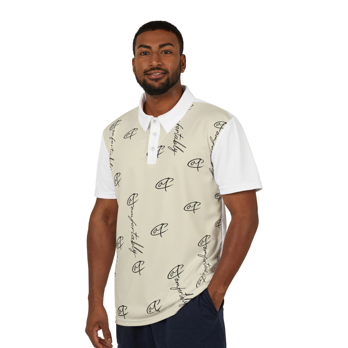 CM Logo Polo Shirt — Neutral All-Over Print