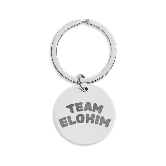 Team Elohim Engraved Stainless Steel Round Keychain – #1 Personalized Keyring