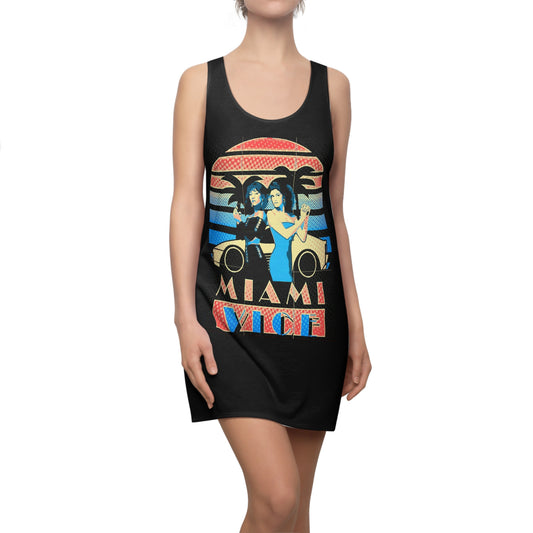 Racerback Dress — Retro Miami Vice Sunset Graphic