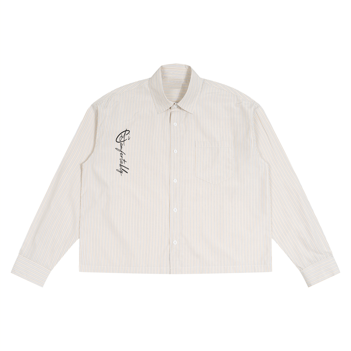 Comfortably Mi Unisex Boxy Striped Button-Up